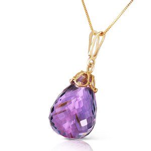 14K. SOLID GOLD NECKLACE WITH BRIOLETTE AMETHYST (Yellow Gold)